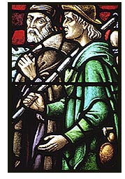 Stained-glass depiction of two of the disciples